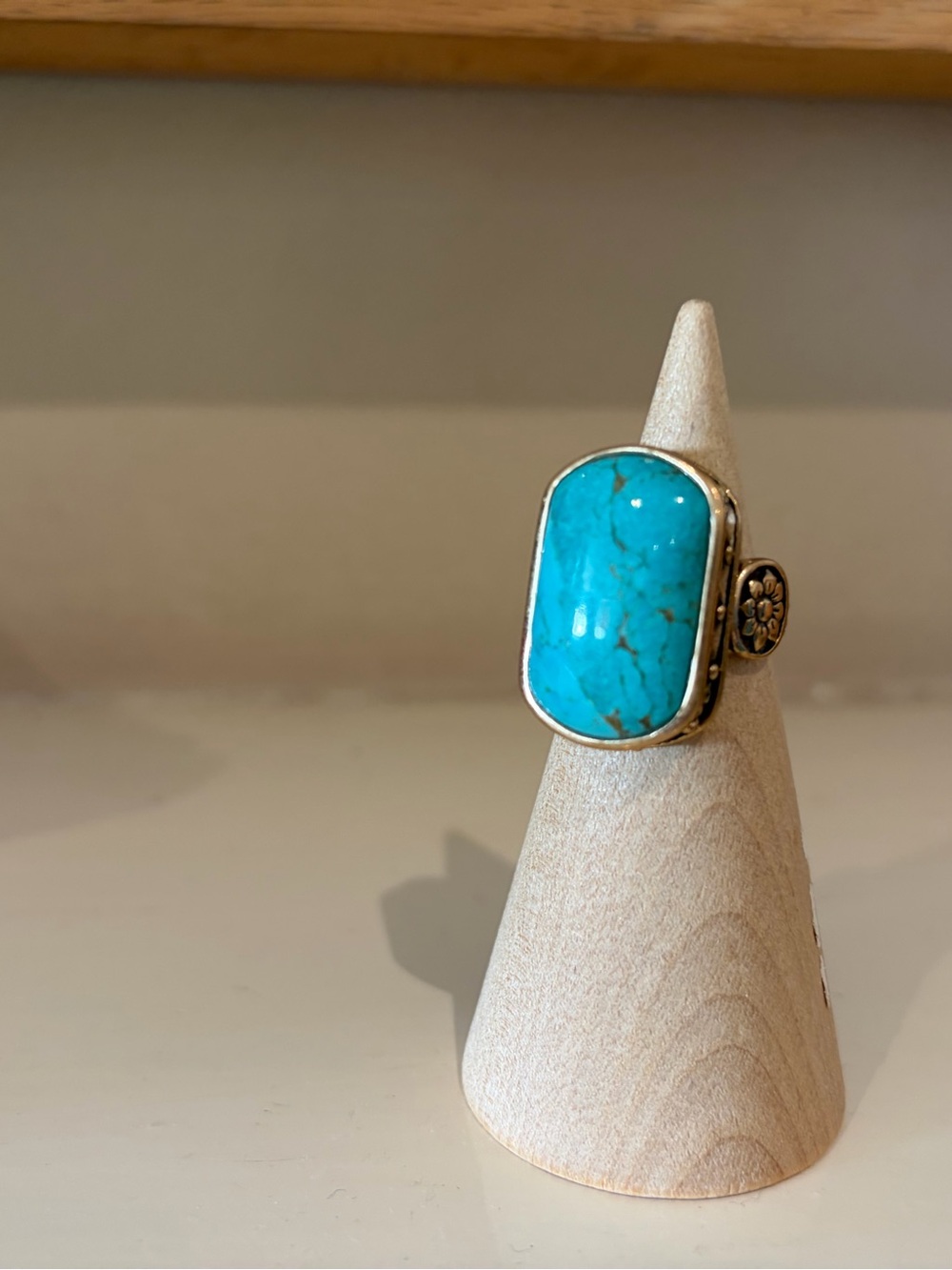Rare Retired Studio Barse Thailand Oval Turquoise Bronze Ring -Size 6